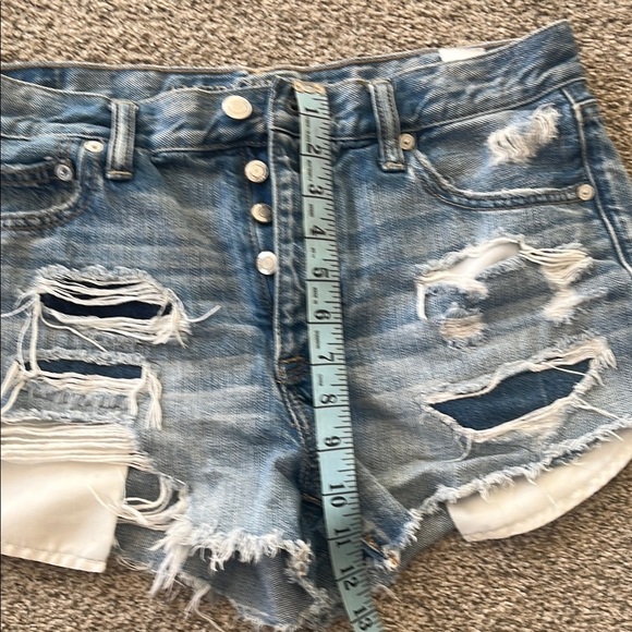 American Eagle Blue Distressed Jean Shorts - Picture 4 of 5